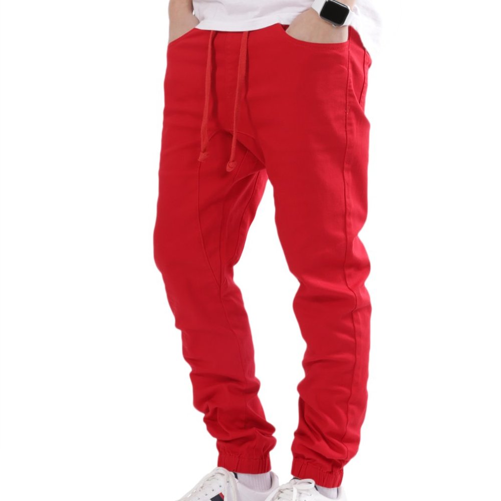 Men's Drawstring Harem Jogger Pants Red